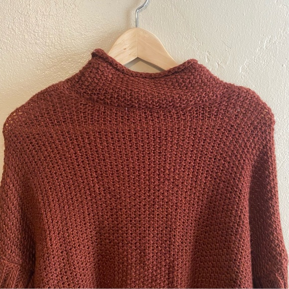 Charlotte Russe Rust Brown Mock Neck Long Tunic Knit lightweight Sweater Sz M - Picture 5 of 7